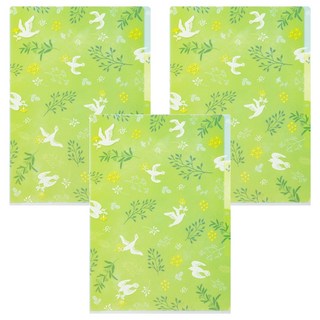 日本 MIDORI 3層資料夾 A4, 白鳥 綠色, 3個