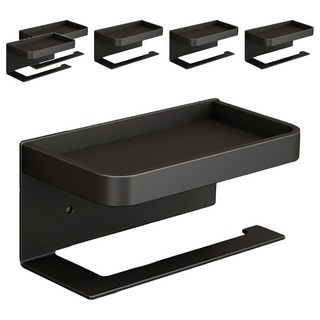 FAmILyLIFE 生活 航太鋁免打孔捲筒衛生紙置物架 免釘膠 無痕貼款 A-231-BK, 極簡黑, 6個