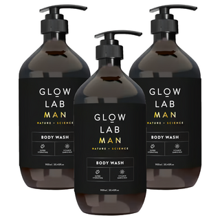 GLOW LAB 男士專屬沐浴露 900ml 深層清潔 溫和保濕 展現自信魅力, 3件