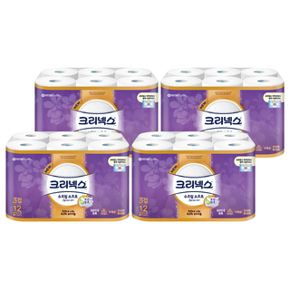 Kleenex 特級棉柔 三層捲筒衛生紙, 27m, 12捲, 4袋