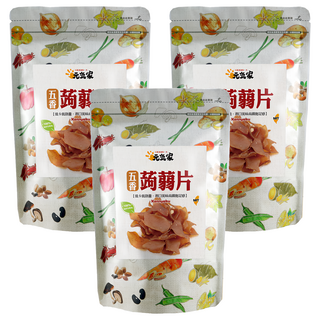 元氣家 高纖五香蒟蒻片 口感Q彈有嚼勁 富含膳食纖維 低卡低熱量 台灣製造, 200g, 3包