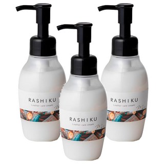 RASHIKU 香氛皮革保養乳 煙燻木 120ml 皮革清潔保養 深層滋潤 防止刮傷 天然成分, 3瓶