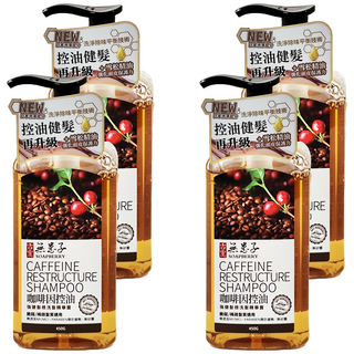 SOAPBERRY 古寶無患子 咖啡因健髮洗髮精華露 控油調理 添加花水與植物精油 不含矽靈/皂鹼/酒精/礦物油, 450g, 4瓶
