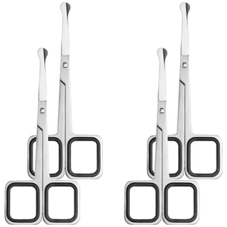 MEKO 專業不鏽鋼磨砂鼻毛剪 圓頭刀刃 台灣製造, X-082, 4支