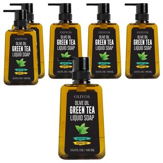 OLIVOS 奧莉芙的橄欖手工皂 土耳其冷壓初榨橄欖油液態 綠茶 問題肌推薦, 450ml, 6個