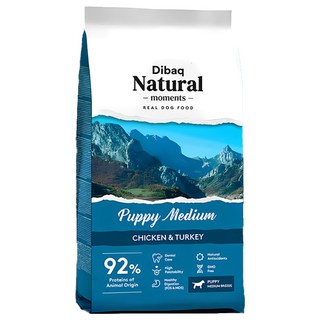 Dibaq Natural moments 中型幼犬用 自然嗑 犬糧, 雞肉 + 火雞肉, 15kg, 1包