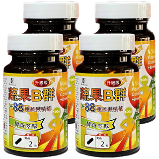 BioBank 大金宏醫 全新B群88種蔬果酵素升級版，含酵母萃取，鳳梨酵素，蔬果精華, 30顆, 4瓶