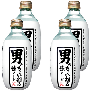 木村飲料 男人強碳酸水 日本風味 特色玻璃瓶設計, 300ml, 4瓶