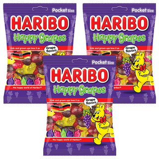 HARIBO哈瑞寶葡萄味Q軟糖 德國百年品牌 Q彈有嚼勁 獨立包裝 方便攜帶, 80g, 3包