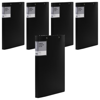 Lan CHYn 連勤牌文具 PP 馬卡龍色系彈簧夾 雙上 LC-612D K, 黑色, 5本