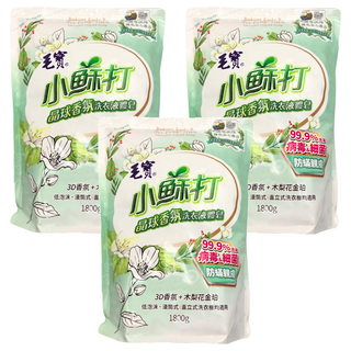 毛寶 防蟎親膚小蘇打晶球液體皂補充包 茉莉花金珀香氛 有效抗菌防霉 去除異味, 1.8kg, 3包