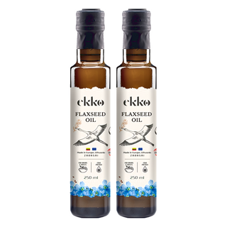 Ekko 冷壓初榨亞麻籽油 250ml, 立陶宛波羅的海亞麻籽, omega 3, 發煙點107度C, 適合涼拌沙拉或生飲, 未經化學精煉, 2瓶