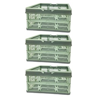 多功能用途可摺疊收納籃 大容量設計 出行居家使用更加舒心, 薄荷綠, 中(38 x 25.5 x 20cm), 3個