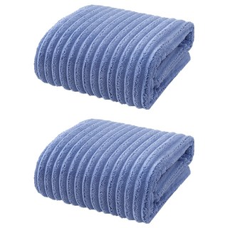 悅棉 加厚加大親膚雲朵浴巾 高密度珊瑚絨, 深海藍, 2條