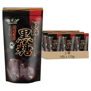 台灣上青 黑糖塊 原味黑糖 a254, 170g, 9包