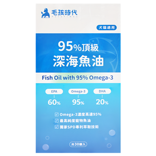 PetsTimes 毛孩時代 95%頂級深海魚油, 30顆, 21g, 心血管保健, 1盒
