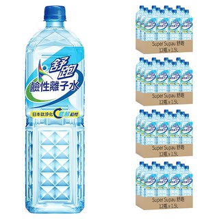 Super Supau 舒跑鹼性離子水, 埔里水源純淨，甘甜好喝，瓶身減塑設計，環保健康，符合國家標準，品質保證, 1.5L, 48瓶