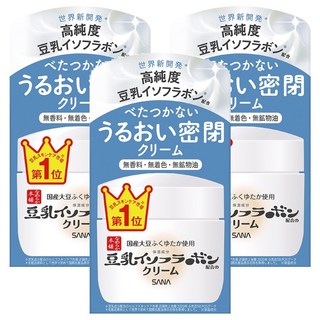 SANA 莎娜 豆乳美肌 濃潤乳霜, 高純度豆乳異黃酮配方，無香料 無著色 無礦物油, 50g, 3罐