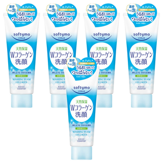 KOSE 高絲 softymo 絲芙蒂 膠原蛋白彈力洗顏霜，含玻尿酸成分，保濕不乾澀, 150g, 5條