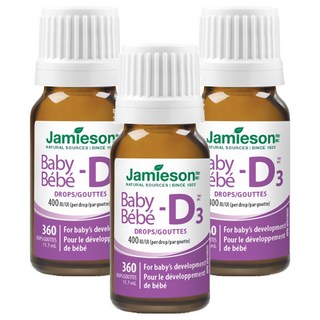 Jamieson 健美生 維生素D3滴劑 MCT Oil 鈣吸收 孕婦嬰兒可用 360滴, 11.7ml, 3瓶