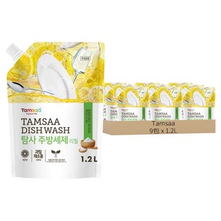 Tamsaa 小蘇打蔬果碗盤清潔液 補充包, 1.2L, 9包