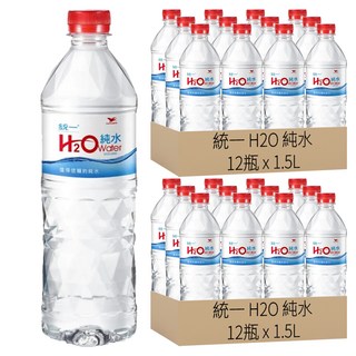 統一 H2O 純水 water, 1.5L, 24瓶