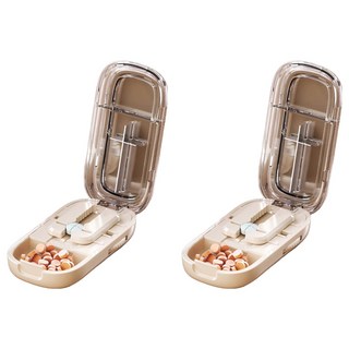 KANDO 感動 日式1/2 + 1/4切藥片器 e.chu-1214 奶油色, 2個