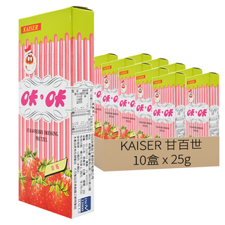 甘百世 咔咔 草莓巧克力棒, 25g, 10盒