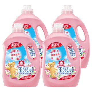 Snuggle 熊寶貝 衣物柔軟精 玫瑰甜心香 提升衣物柔軟效果 蓬鬆親膚 清新怡人 持久留香, 3.2L, 4瓶