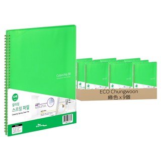 ECO Chungwoon 線圈資料夾 A4 30頁 綠色, 9個