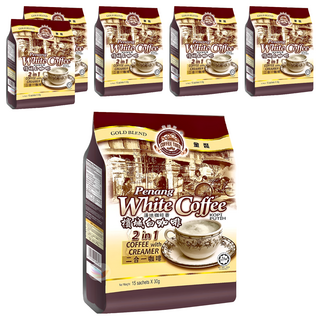 COFFEE TREE 咖啡樹 牌金裝檳城白咖啡 二合一 咖啡和奶精, 30g, 15包, 6袋