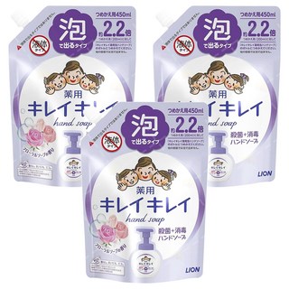 LION 獅王 泡沫洗手慕斯 補充包 花香, 450ml, 3件
