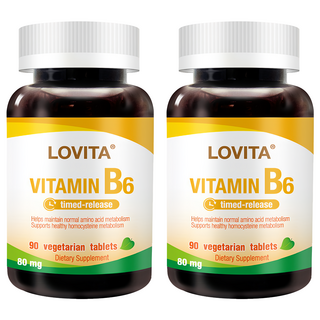 Lovita 緩釋型維生素B6素食錠 80毫克, 90顆, 300mg, 2罐