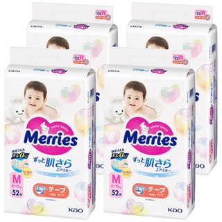 Merries 妙而舒 日本境內版 金緻柔點透氣黏貼型尿布 6~11kg, M, 208片