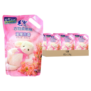 毛寶 衣物柔軟精 補充包 溫暖花香 天然花香 純淨舒適, 1.9kg, 6包