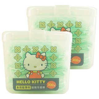Hello Kitty 食用級薄荷扁線牙線棒 清潔口腔, 300支, 2盒