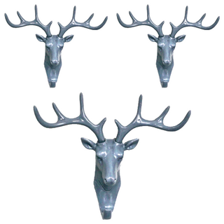 KM 生活 北歐風格鹿角掛勾 ABS樹脂材質 承重3KG, 北歐灰, 3個