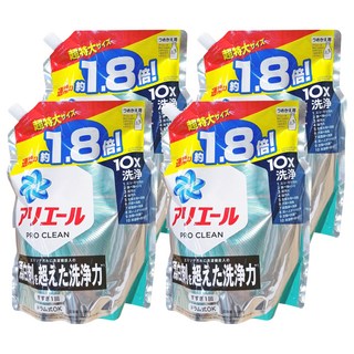 ARIEL 日本原裝進口 Pro Clean 含漂白成分濃縮洗衣精 海洋清香綠 特大補充包 1340g 1包, 1.34kg, 4包