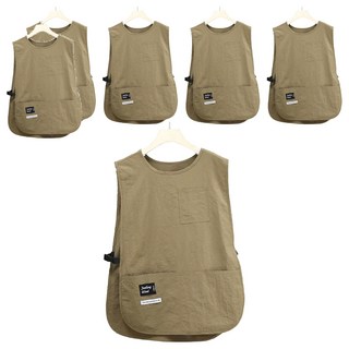 DAPER NAM 防水口袋半身背心圍裙, 淺褐色, 6個