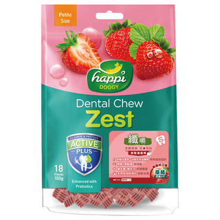 happi DOGGY 纖嚼 無穀健齒棒,植物性食材,不含肉類、穀類、麩質,適用於過敏毛孩, 草莓, 150g, 1包