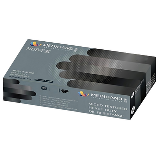 MEDIHAND 美恆 NBR手套，微粒止滑厚款手套，L號，5.5克，100支, 黑色, L, 1盒