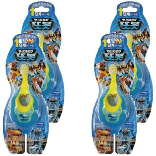 韓國 TOBOT 機器戰士 兒童牙刷 (1階段 0~2歲) - 圓形小刷頭, 柔軟刷毛, 訓練握力, 藍色, 1入, 4支