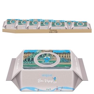 Penelope Bon Voyage系列 嬰幼兒濕紙巾 掀蓋式, 70張, 10包