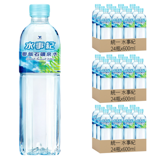 統一 水事紀 麥飯石礦泉水, 600ml, 72瓶