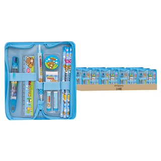 misoro 拉鍊筆袋文具組, 藍色, 18組