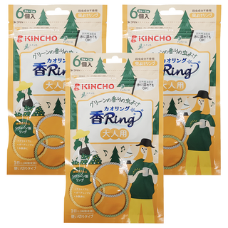 KINCHO 金鳥 造型精油驅蚊蟲環 大人用 6入, 27g, 3包