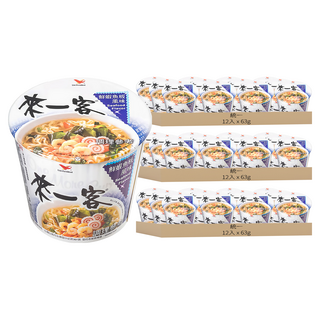 統一 來一客 鮮蝦魚板風味杯麵 63g, 36入