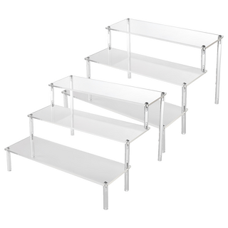 收納部屋 壓克力展示架 30cm 三層 透明色 - 公仔模型香水階梯式收納展示, 2個