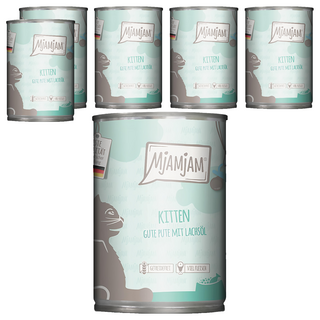 MjAMjAM 魔力喵 幼貓 主食罐, 好火雞 + 鮭魚油, 400g, 6罐