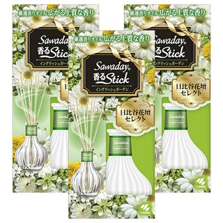 KOBAYASHI 小林製藥 Sawaday 精油擴香劑 70ml 濃郁香氛 持久散發 奢華香味 高質感瓶, 英國花園香, 3件